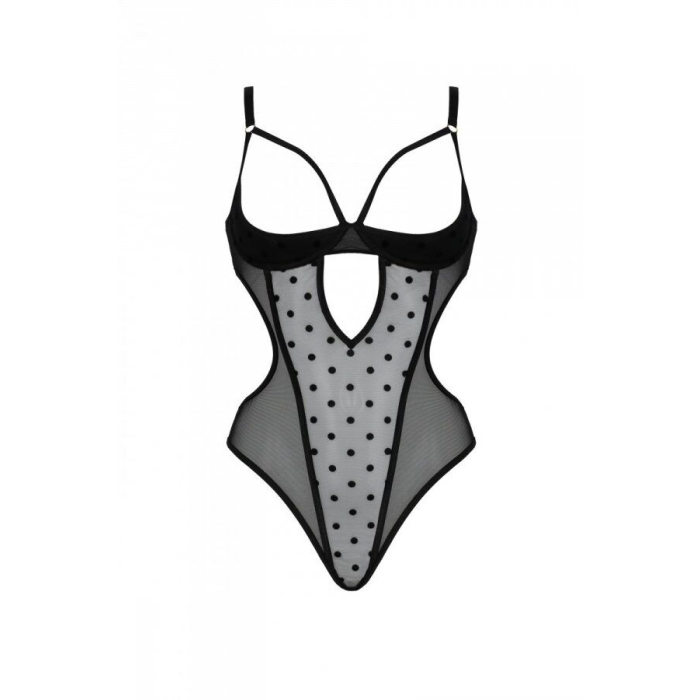 Еротичне боді Passion MARINA BODY, S/M, black, з відкритими чашками