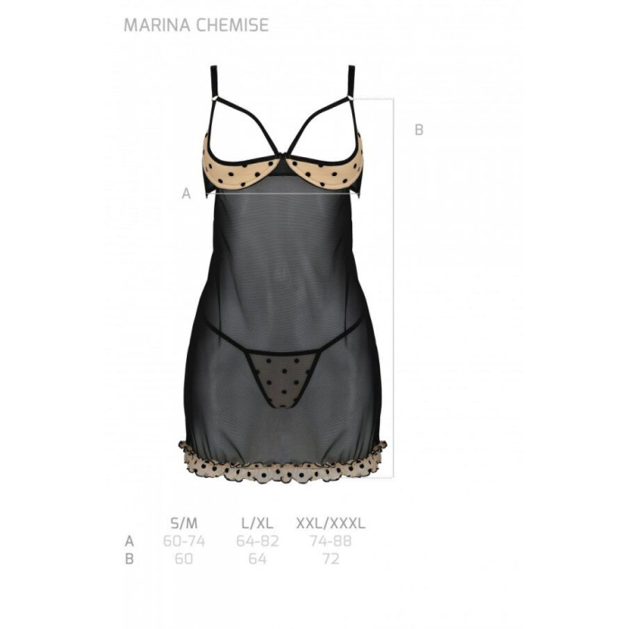 Еротичний пеньюар Passion MARINA CHEMISE, L/XL, beige