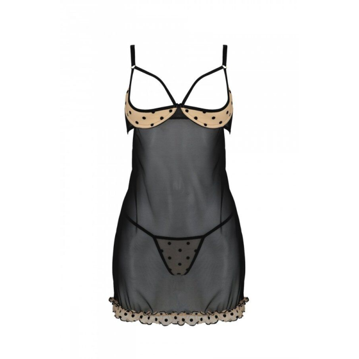 Еротичний пеньюар Passion MARINA CHEMISE, S/M, beige