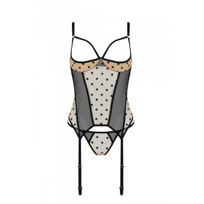 Корсет Passion MARINA CORSET, XXL/XXXL, beige, з відкритими чашками