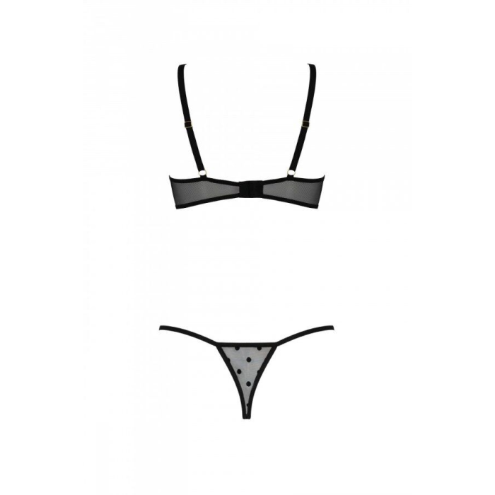 Еротичний комплект Passion MARINA SET WITH OPEN BRA, L/XL, black, відкриті чашки