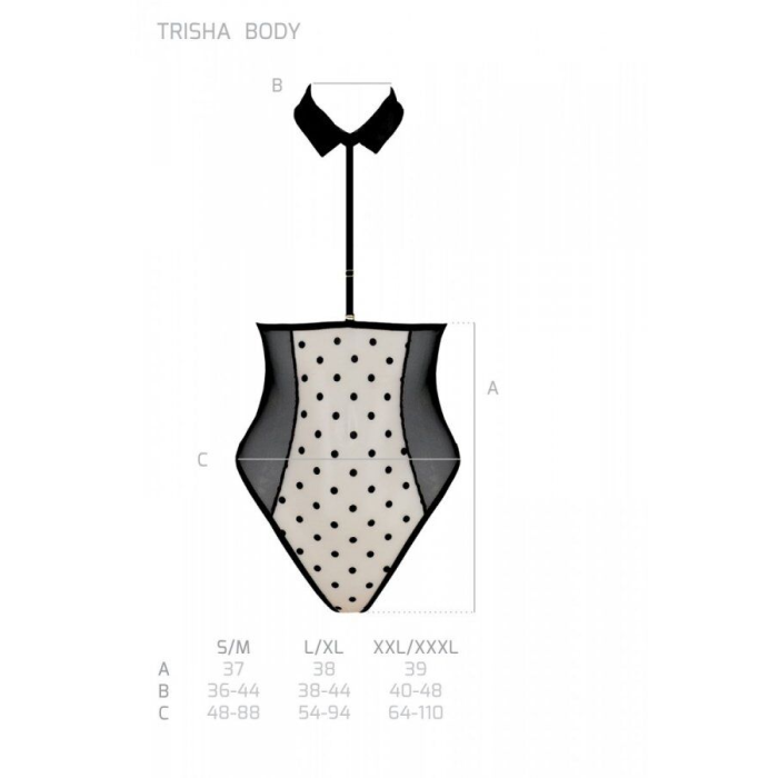 Еротичне боді Passion TRISHA BODY, XXL/XXXL, beige, з відкритими чашками