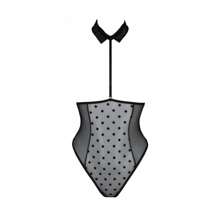 Еротичне боді Passion TRISHA BODY, XXL/XXXL, black, з відкритими чашками