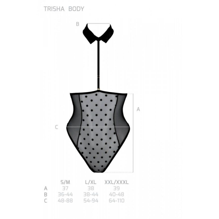Еротичне боді Passion TRISHA BODY, XXL/XXXL, black, з відкритими чашками