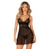 Еротичний комплект Obsessive Chemeris babydoll & thong XS/S, пеньюар та стрінги