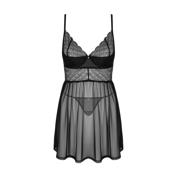 Еротичний комплект Obsessive Chemeris babydoll & thong XS/S, пеньюар та стрінги