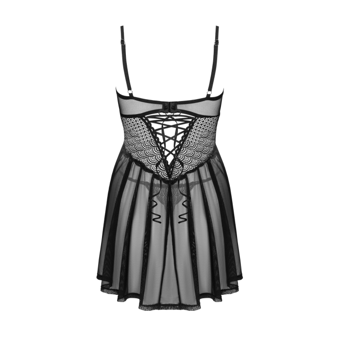 Еротичний комплект Obsessive Chemeris babydoll & thong XL/2XL, пеньюар та стрінги