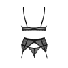 Комплект Obsessive Chemeris 3-pcs set XL/2XL, стрінги, пояс для панчіх, бюстгальтер
