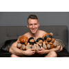 Плюшевий ведмедик HOODED Teddy Bear БДСМ у шкіряному капюшоні з повідцем, 23x16x12 см