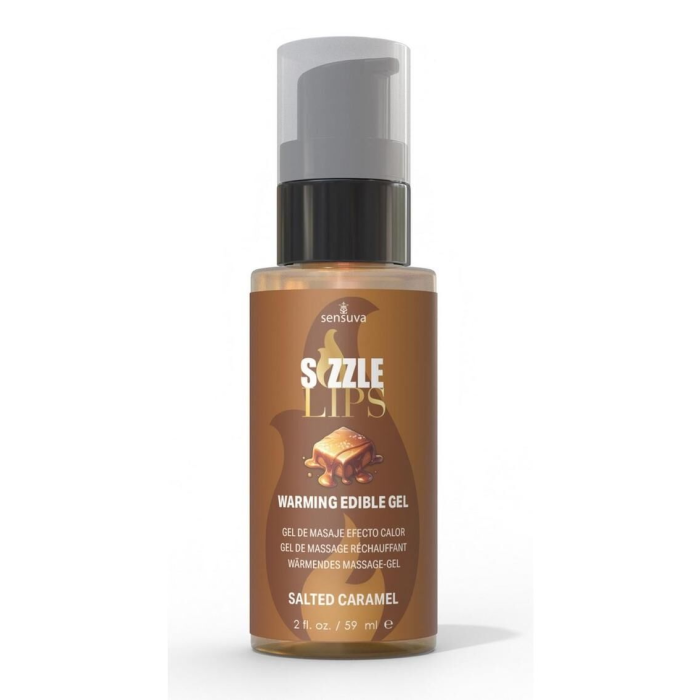 Зігрівальний масажний гель Sensuva Sizzle Lips Salted Caramel (59 мл), без цукру, їстівний