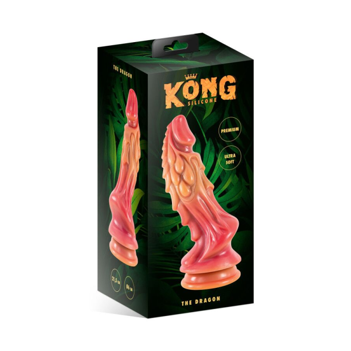 Фентезійний фалоімітатор Kong Silicone The Dragon, довжина 21,5 см, діаметр 6,2 см, для фістингу