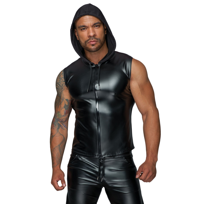 Чоловіча безрукавка з капюшоном Noir Handmade H062 Hooded Shirt, M, мокрий ефект