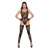 Боді Noir Handmade F242 Tulle body with patterned flock embroidery, XL