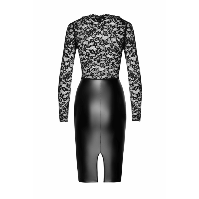 Сукня Noir Handmade F295 Euphoria, XL, black, мереживо, глибоке декольте, спідниця міді під латекс