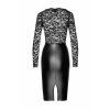 Сукня Noir Handmade F295 Euphoria, XXL, black, мереживо, глибоке декольте, спідниця міді під латекс