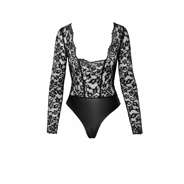 Боді Noir Handmade F296 Psyche, S, мереживо, довгий рукав, низ під латекс, з доступом