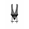 Боді Noir Handmade F297 Libido, XL, чорне, мереживо, низ під латекс, відкритий доступ, гартери
