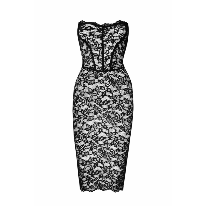 Сукня Noir Handmade F301 Catalyst, M, black, міді, мереживо, відкриті плечі, шнурівка на спині