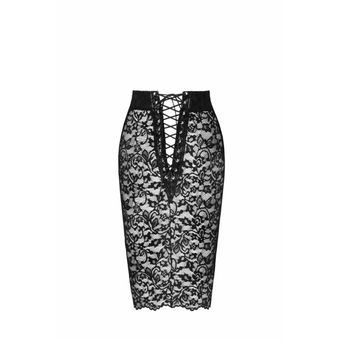 Спідниця Noir Handmade F302 Ambivalence, XL, black, мереживо, довжина за коліна, шнурівка ззаду