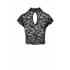 Топ Noir Handmade F303 Essence, 3XL, black, мереживний, короткий рукав, комір-стійка