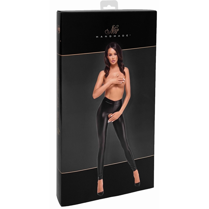 Легінси Noir Handmade F304 Taboo, XL, black, під латекс, відкриті сідниці та промежина
