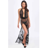 Сукня Noir Handmade F312 Divinity, L, black, прозора, до підлоги, відкрита спина, розріз збоку