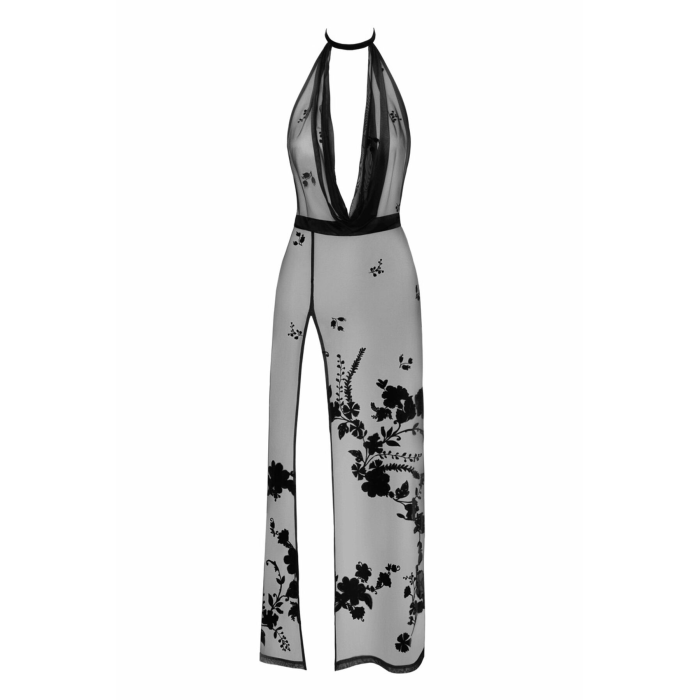 Сукня Noir Handmade F312 Divinity, XXL, black, прозора, до підлоги, відкрита спина, розріз збоку