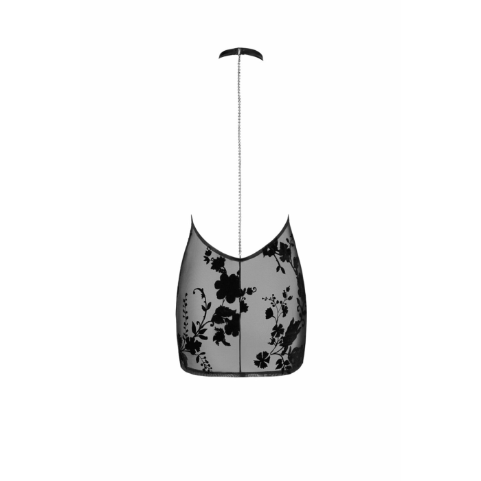 Сукня Noir Handmade F313 Mythos, M, black, прозора, міні, відкрита спина, декор зі стразів
