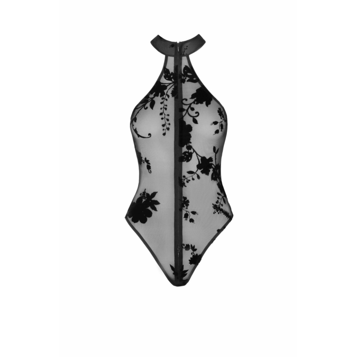 Боді Noir Handmade F314 Ego, L, black, сітка, халтер, високі вирізи, блискавка по всій довжині