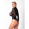 Боді Noir Handmade F321 Edge, XXL, низ під латекс, верх сітка, блискавка на все тіло, декор кільця