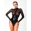 Боді Noir Handmade F321 Edge, XXL, низ під латекс, верх сітка, блискавка на все тіло, декор кільця