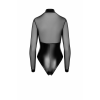 Боді Noir Handmade F321 Edge, 3XL, низ під латекс, верх сітка, блискавка на все тіло, декор кільця