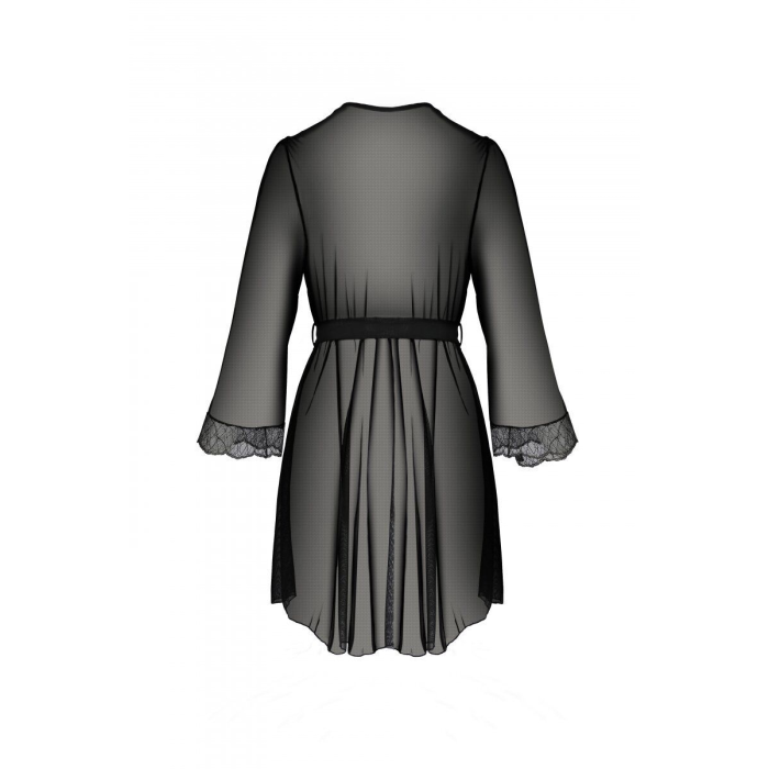 Пеньюар Passion AMBERLY PEIGNOIR black, XXL/XXXL, пояс у комплекті