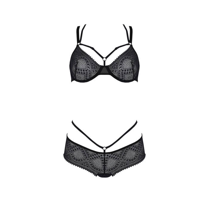 Комплект Passion DROSERA BIKINI black, L/XL, бюстгальтер і трусики-кюлоти