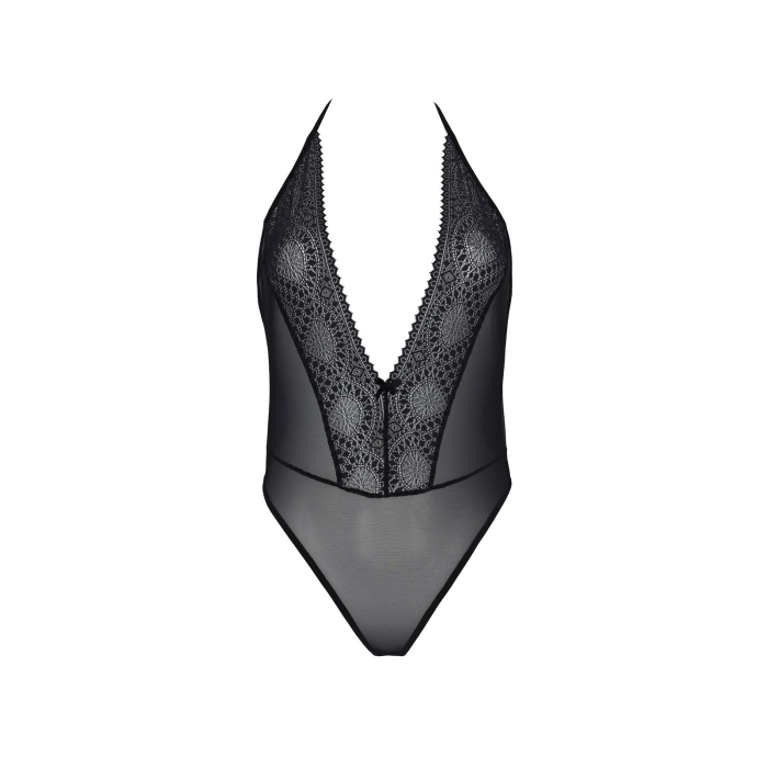 Боді Passion DROSERA BODY black, L/XL, високі вирізи, верх на зав’язках