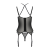 Корсет Passion DROSERA CORSET black, XXL/XXXL, з кріпленнями для панчіх, трусики в комплекті