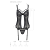 Корсет Passion DROSERA CORSET black, XXL/XXXL, з кріпленнями для панчіх, трусики в комплекті