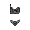 Комплект Passion DROSERA SET black S/M, сітка+мереживо, бюстьє та трусики танга