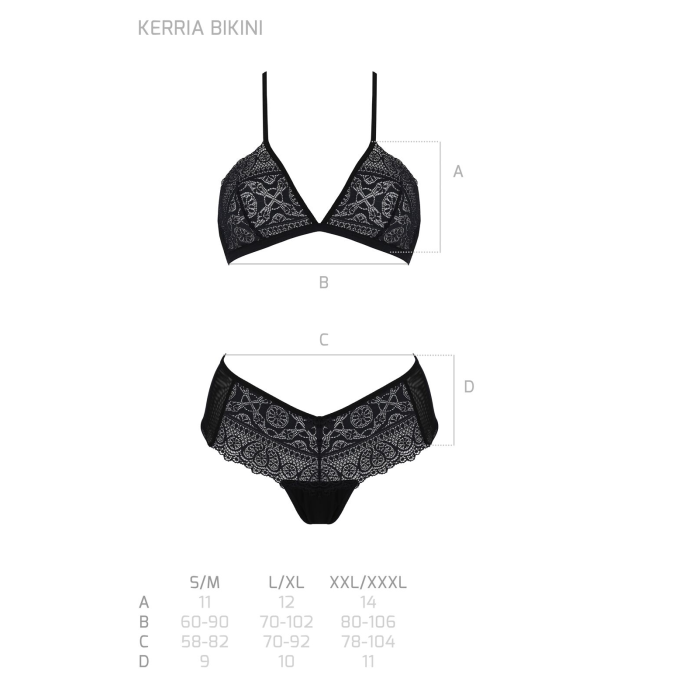 Комплект Passion KERRIA BIKINI black, XXL/XXXL, бралет і трусики-бікіні
