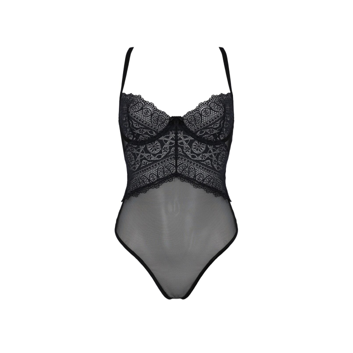 Боді Passion KERRIA BODY black, XXL/XXXL, з високими вирізами та верхом балконет