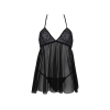 Пеньюар Passion KERRIA CHEMISE black, XXL/XXXL, мереживний верх, трусики в комплекті