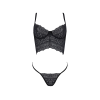 Комплект Passion KERRIA SET black, L/XL, сітка+мереживо, бюстьє та стрінги