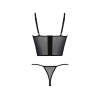 Комплект Passion KERRIA SET black, S/M, сітка+мереживо, бюстьє та стрінги