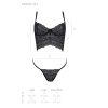 Комплект Passion KERRIA SET black, S/M, сітка+мереживо, бюстьє та стрінги