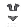 Комплект Passion LEAFA BIKINI black, XXL/XXXL, бюстгальтер-топ з рукавчиками, стрінги-шортики з вирізом