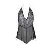 Боді Passion LEAFA BODY black, L/XL, на зав'язках, м'яка чашка, низ у вигляді шортиків
