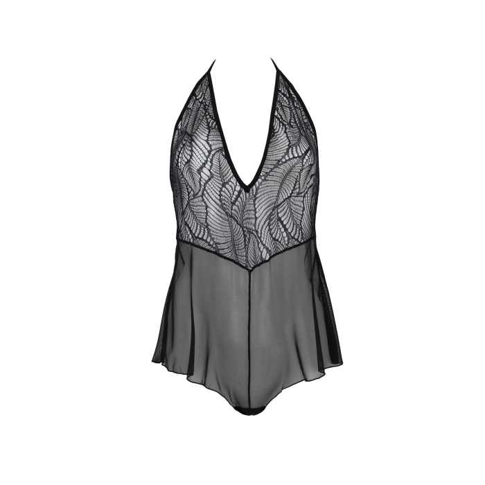 Боді Passion LEAFA BODY black, XXL/XXXL на зав'язках, м'яка чашка, низ у вигляді шортиків