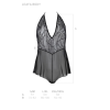 Боді Passion LEAFA BODY black, XXL/XXXL на зав'язках, м'яка чашка, низ у вигляді шортиків