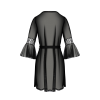 Пеньюар Passion LEAFA PEIGNOIR black, L/XL, довжина трохи вище коліна, широкі рукави, зав'язується на пояс