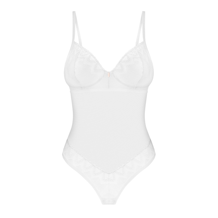Боді Obsessive Alissium Teddy White, M/L, ліф з м’якою чашкою, високі вирізи для ніг